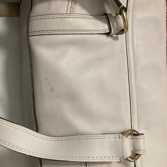 J0793-11546 Hampton Kisslock Shoulder Large Saddle Ivory Leather Satchel - Picture 5 of 7